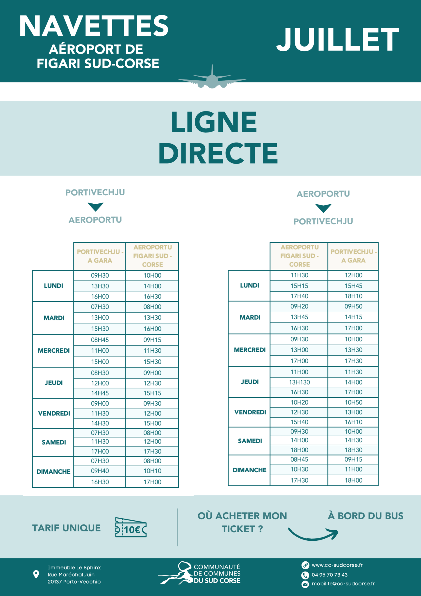 Navettes Aéroport Figari Sud Corse CC Sud Corse